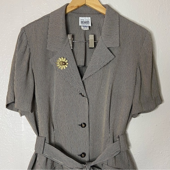 R&M Richards 80s Vintage Pinstripe Blazer Shirt Dress Skirt Size 14 - Picture 5 of 11